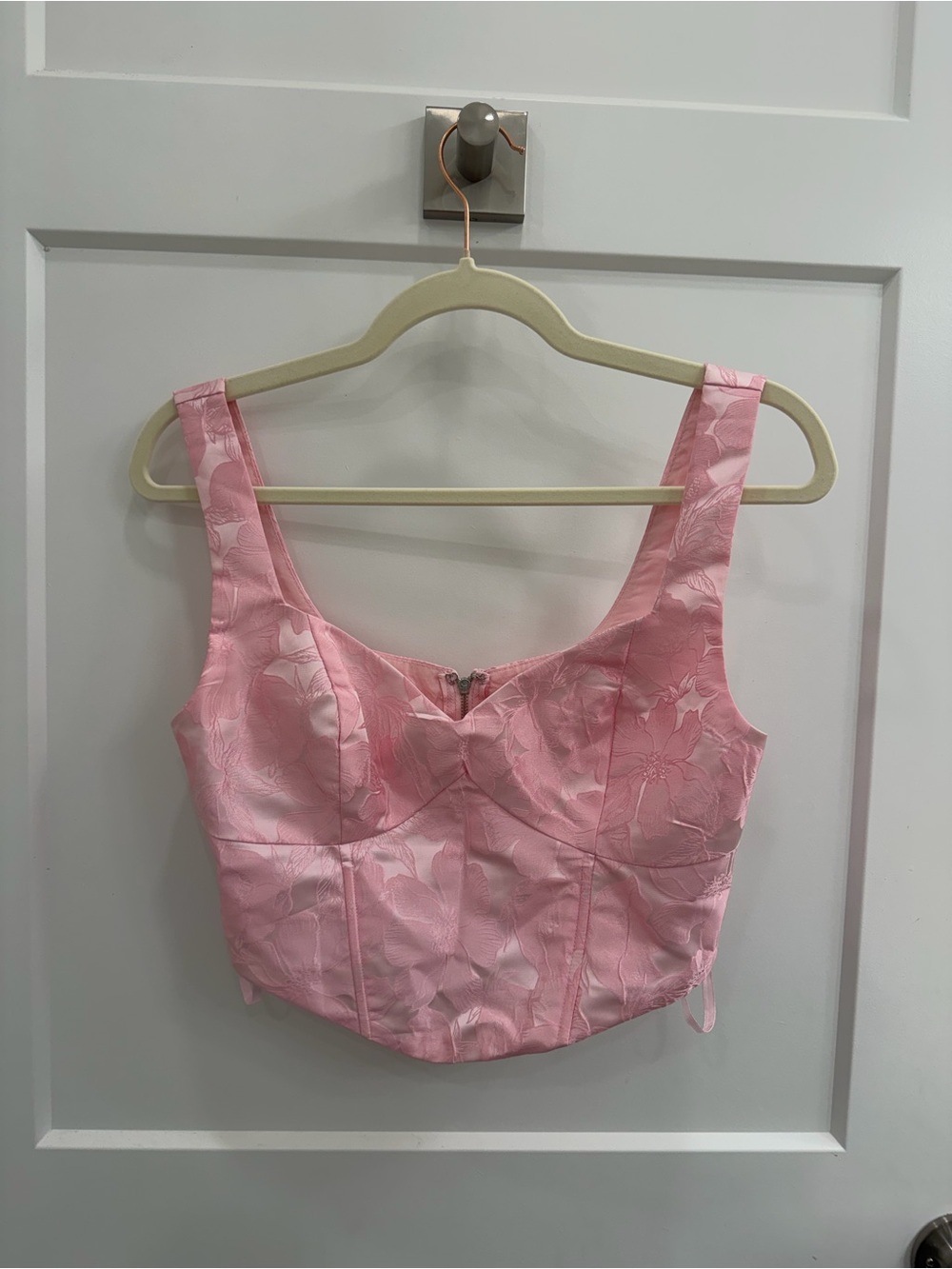 Altar’d State Mirabel Satin Jacquard Crop Bustier Corset Top Size Small